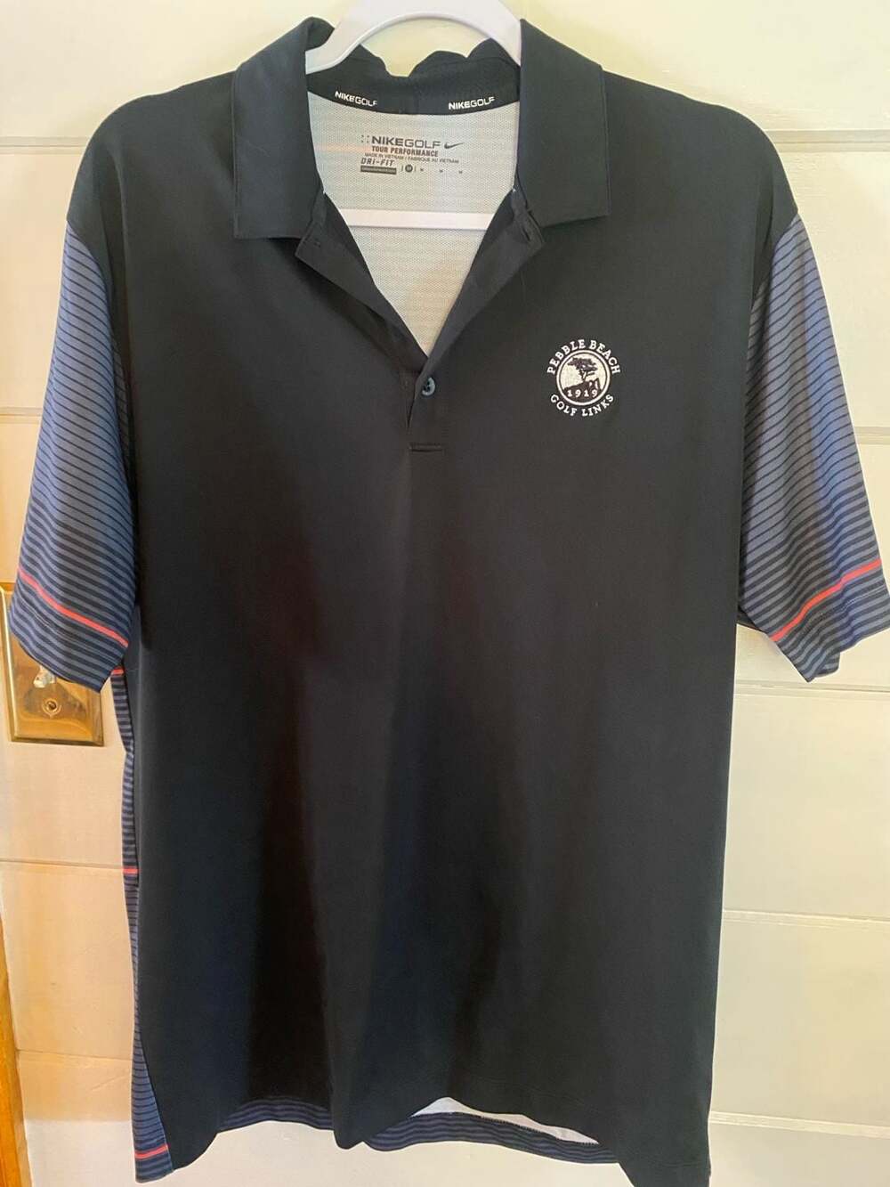 Nike Golf Pebble Beach Golf Links Tour Performance Dri-FIT Polo Shirt Black Medi